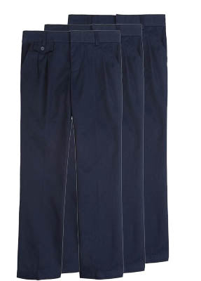 Pantalones para niñas de corte regular/relajado, paquete de 3 (azul marino)