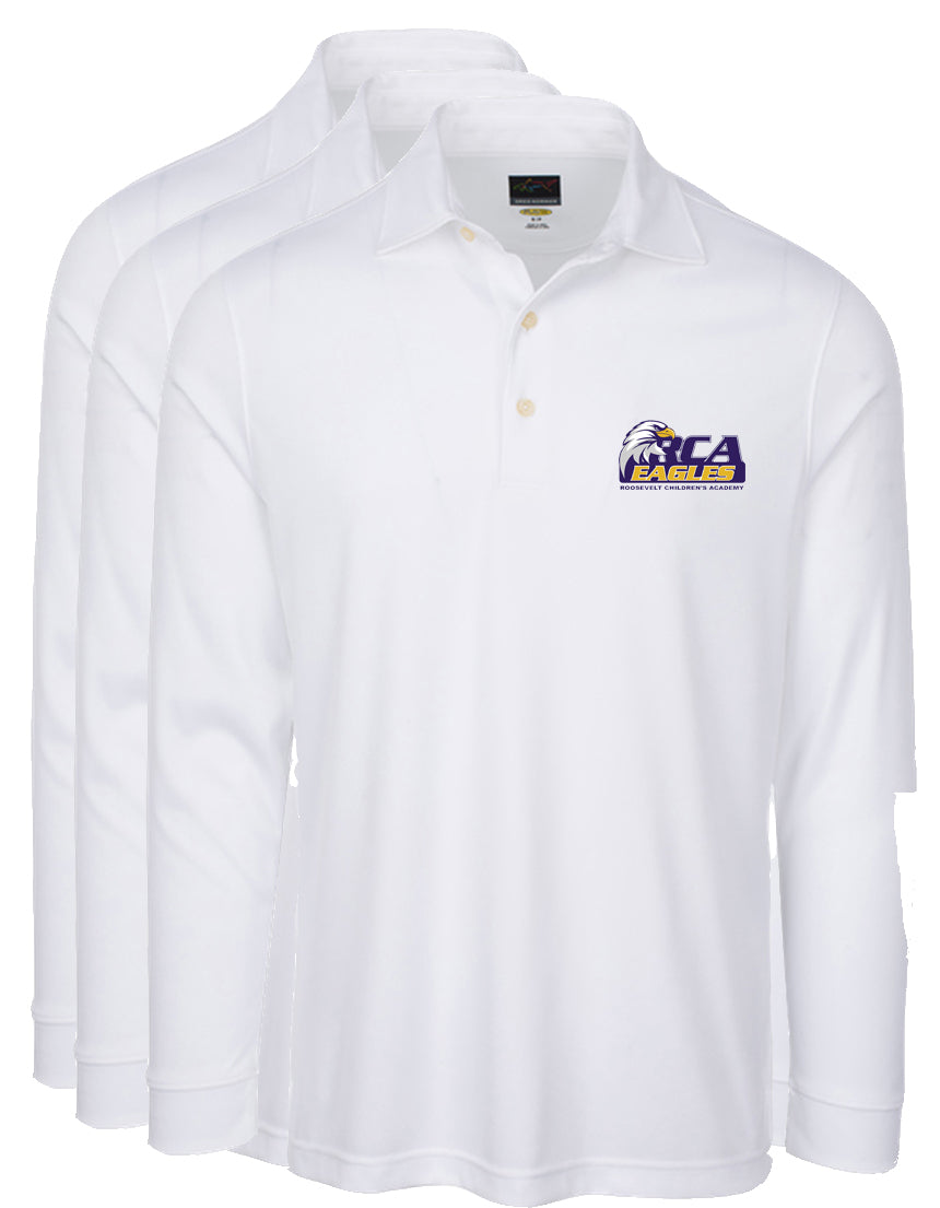 Polo de manga larga para niño (blanco), paquete de 3