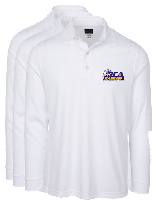 Polo de manga larga para niño (blanco), paquete de 3